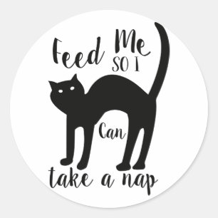 Adesivo Redondo Gato Engraçado - Kit de Sono de Gatinho Gato Preto