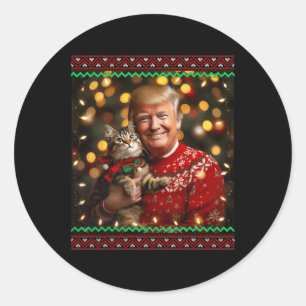 Adesivo Redondo Gato Engraçado Passa o Natal Suado Pé Feio Chris