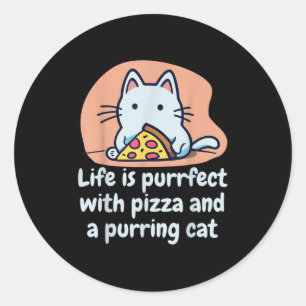 Adesivo Redondo Gato Engraçado Pizza Gatinho Gatinho Gatinho Gato 