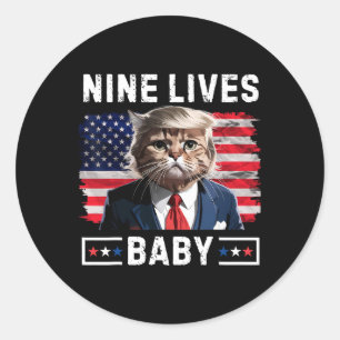 Adesivo Redondo Gato Engraçado Trump 9 Vidas Por Voto Engraçado Pa