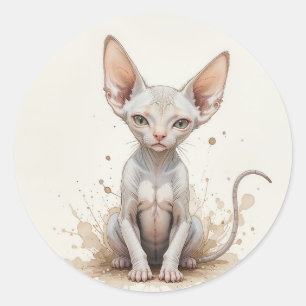 Adesivo Redondo Gato Esfinge Diversão Animal Pet Bichano