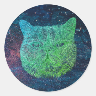 Adesivo Redondo Gato espacial