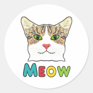 Adesivo Redondo Gato Face Meow