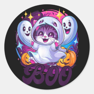 Adesivo Redondo Gato fantasma Boo