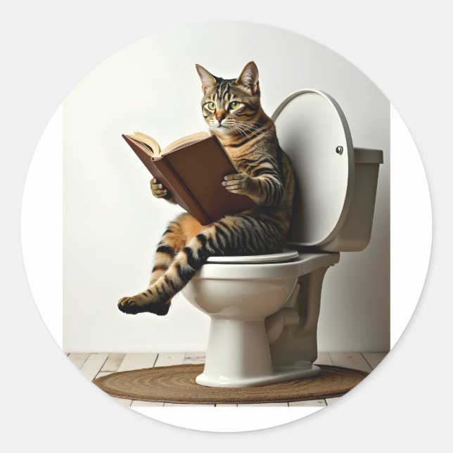 Adesivo Redondo Gato Feliz: Design de Gatinhos Gons Bonitos para G (Frente)