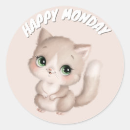 ADESIVO REDONDO GATO FELIZ GATO DE SEGUNDA-FEIRA