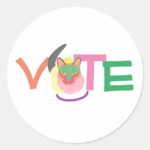 Adesivo Redondo Gato Feliz Vota GOTV