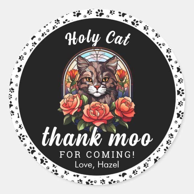 Adesivo Redondo gato giro, sou um! | primeiro aniversario da Garot (Frente)