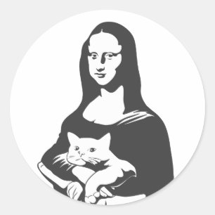 Adesivo Redondo Gato gordo por da vinci - Escolha a cor de fundo