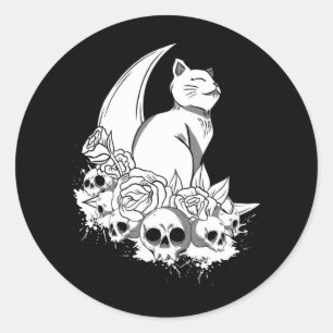 Adesivo Redondo Gato Gótico do Gótico de Pastel Testemunha