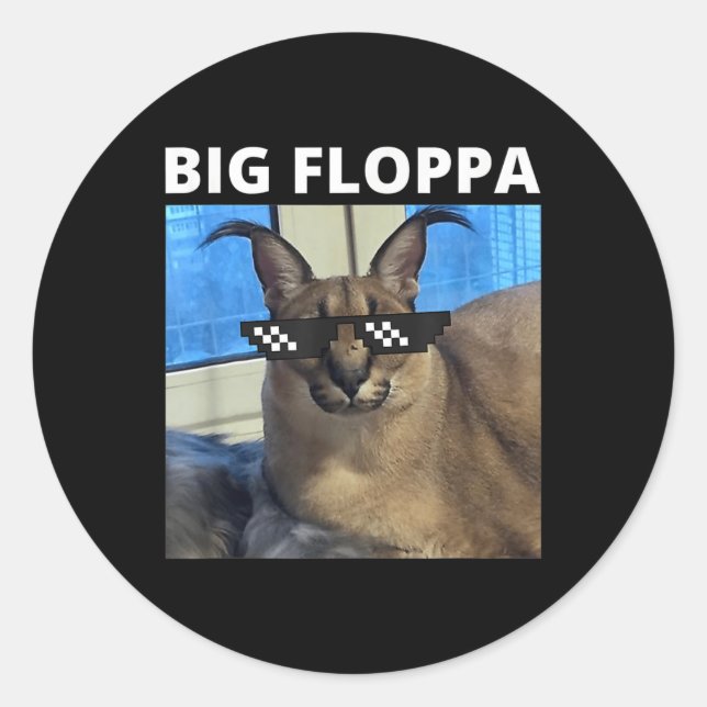Adesivo Redondo Gato Grande Floppa Meme (Frente)