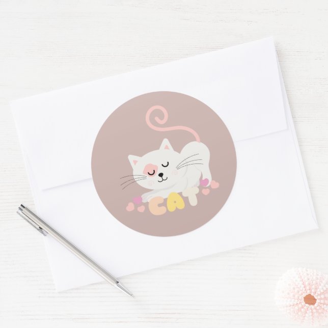 Adesivo Redondo Gato Gris (Envelope)