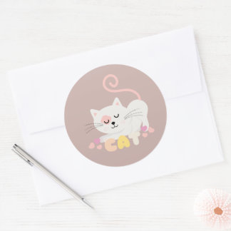 Adesivo Redondo Gato Gris