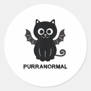 Adesivo Redondo Gato Halloween Bat Purranormal Carro Paranormal