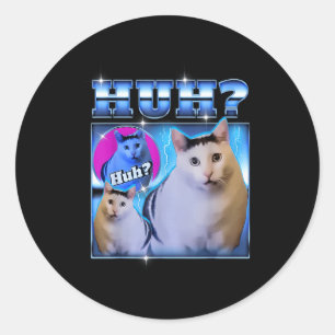 Adesivo Redondo Gato Huh Gato Engraçado Meme Gato Estranho Bootleg
