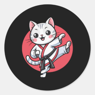 Adesivo Redondo Gato Japonês Karate Kawaii Jiu Jitsu Women Girls K