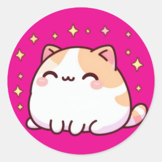 Adesivo Redondo Gato kawaii bonito