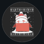 Adesivo Redondo Gato Kawaii Em Uma Caixa De Natal Ensinando Adoles<br><div class="desc">Gato Kawaii Em Uma Caixa De Natal Animes Bonitos Adolescem Crianças Xmas</div>