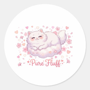 Adesivo Redondo Gato Kawaii Fofo Puro Algodão