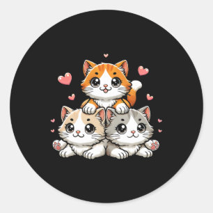 Adesivo Redondo Gato Kawaii Gato Neko Engraçado Gatinho Gato Prese