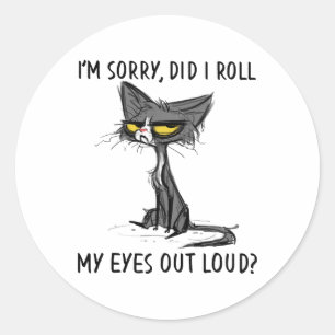 Adesivo Redondo Gato Kitten Eu Espalhei Meus Olhos Em Alto, Engraç