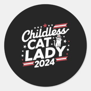 Adesivo Redondo Gato Lady 2024 Engraçado Eleição Política Democrat