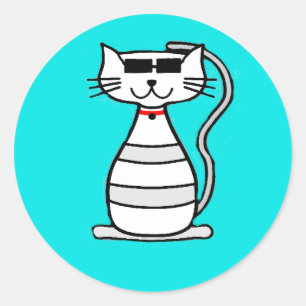 Adesivo Redondo Gato legal com óculos de sol