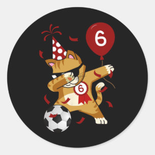 Adesivo Redondo Gato Legal Dabbing Futebol de Futebol Aniversário