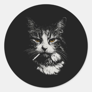 Adesivo Redondo Gato Legal Engraçado Cigarro Engraçado Cigarro Ga