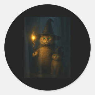 Adesivo Redondo Gato Mago Estranho Divertido Meme de Gato de Hallo