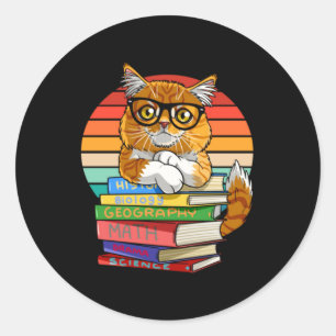 Adesivo Redondo Gato Maine Coon Volta às Aulas Pet dos Professores