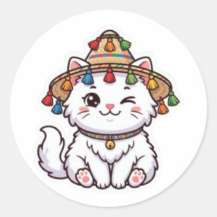 Adesivo Redondo Gato Marroquino Kawaii Fofo com NSticker Tradicion