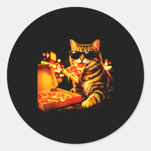 Adesivo Redondo Gato meme engraçado meme com óculos de sol come pi