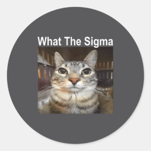 Adesivo Redondo Gato Meme Engraçado What The Sigma Citação de Meme