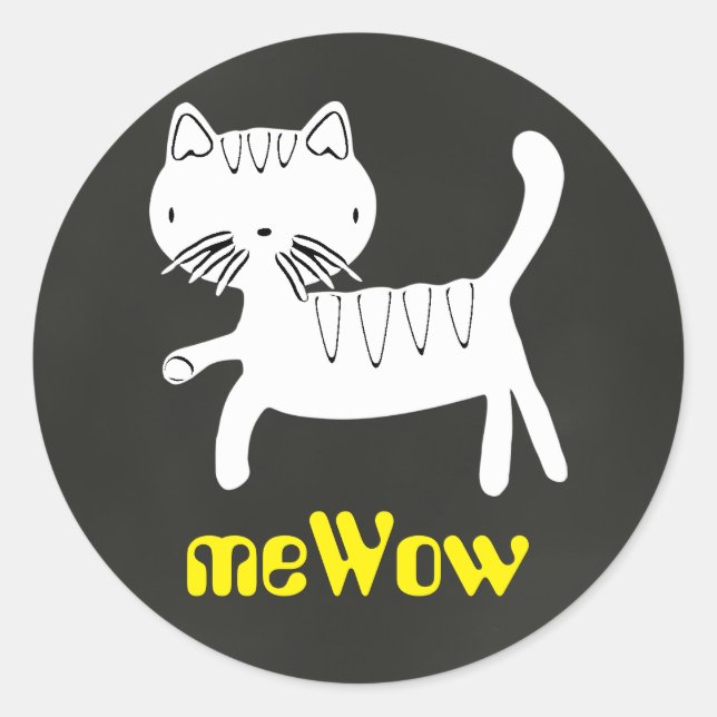 Adesivo Redondo Gato meWOW Chalk Customizable Good Job Sticker (Frente)