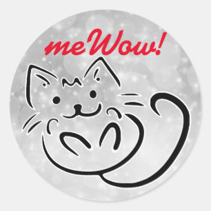Adesivo Redondo Gato meWOW Sparkle Personalizável de Bom Trabalho