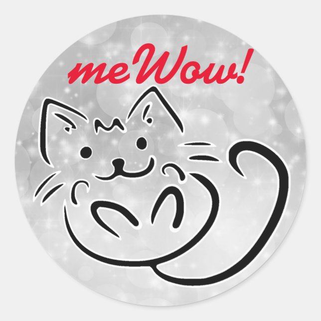Adesivo Redondo Gato meWOW Sparkle Personalizável de Bom Trabalho (Frente)