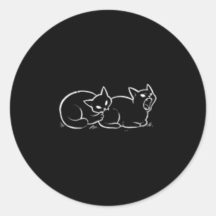 Adesivo Redondo Gato mordendo o traseiro de gato meme engraçado de