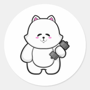 Adesivo Redondo Gato na Malhação com Dumbbell