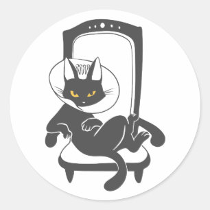 Adesivo Redondo Gato na silhueta de cadeia de luxo - Escolha a cor