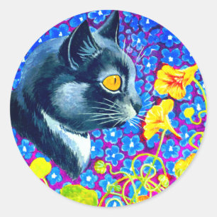 Adesivo Redondo Gato nas Flores