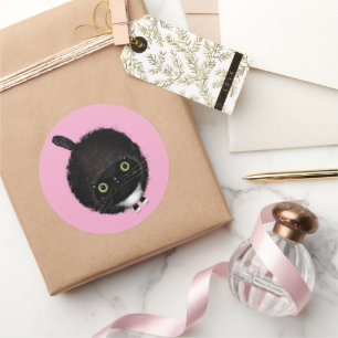 Adesivo Redondo Gato Negro