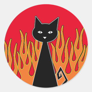 Adesivo Redondo Gato Negro