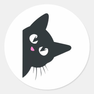 Adesivo Redondo Gato Negro Bonito Fato de Halloween Figurino Crian