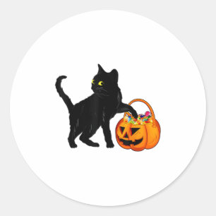 Adesivo Redondo Gato Negro Docinho Pumpkin Bag Sweet Lollip