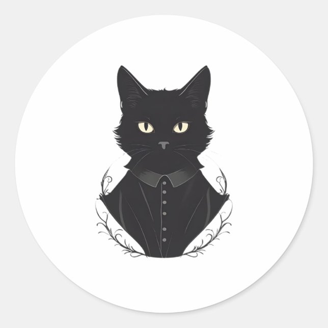Adesivo Redondo Gato Negro Encantado de Salem (Frente)