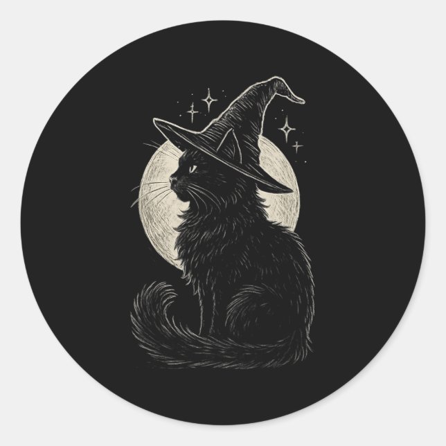 Adesivo Redondo Gato Negro Gato-Bolo-Bolo-Bola-Boca-Boca (Frente)