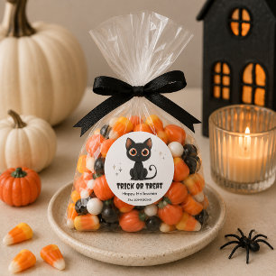 Adesivo Redondo Gato Negro Gato-Gato-de-Halloween - Design de Truq