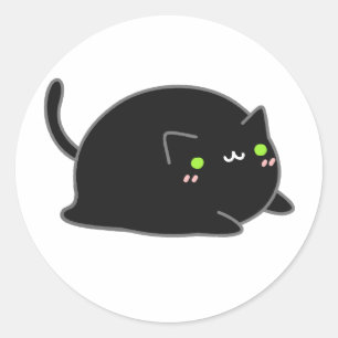 Adesivo Redondo Gato Negro Kawaii