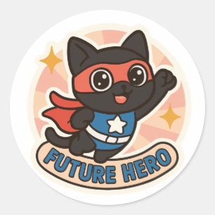 Adesivo Redondo gato negro o futuro herói